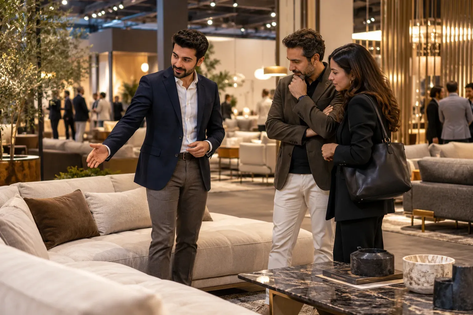 Mobilya fuarı için tanıtım personeli